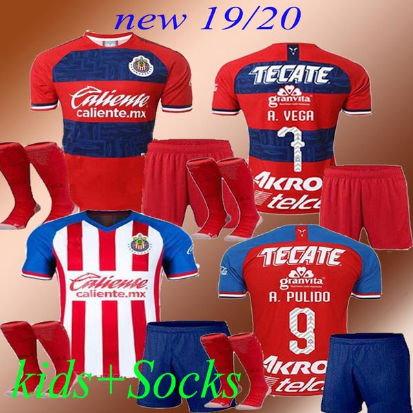 

new kids + socks19 20 chivas jersey мексика 2019 2020 футбол джерси гвадалахара home away униформа футболка brizuela pulido e.vega, Black