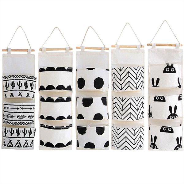 

3 pocket wall hanging organizer storage bag back door pocket pouch cartoon pattern cosmetics storage bag sundries organizer