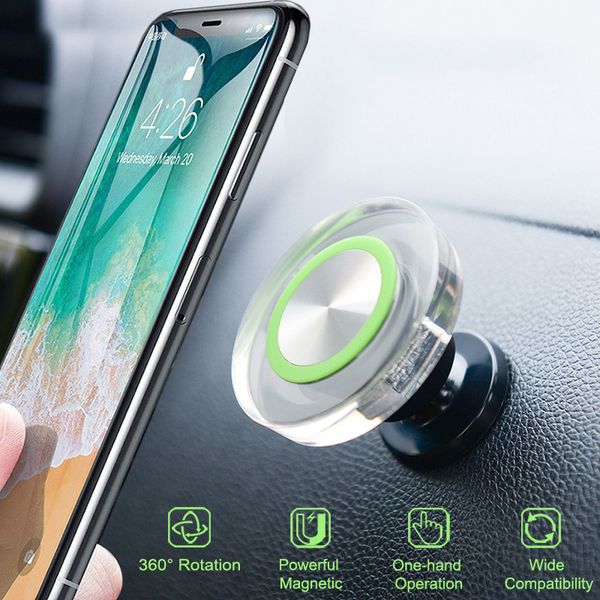 

car phone holder dashboard magnetic phone mount air outlet transparent universal cellphone stand with retail box