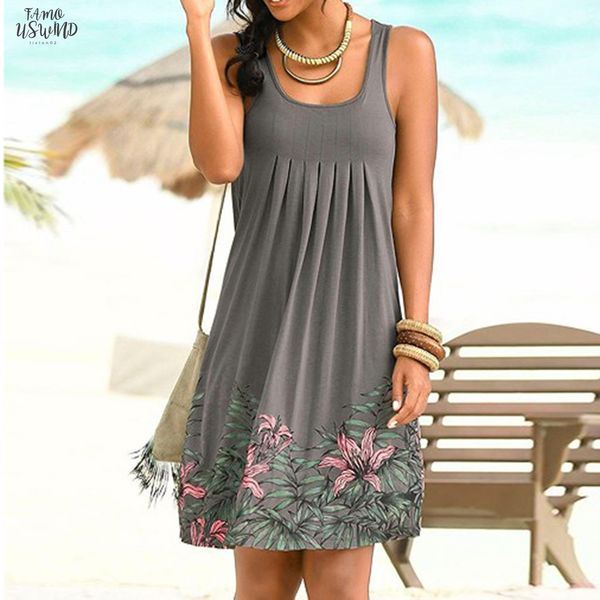 

women gray summer dress sleeveless evening party beach dress knee length short beach dresses vestidos verano 2020 dresses women new, Black;gray