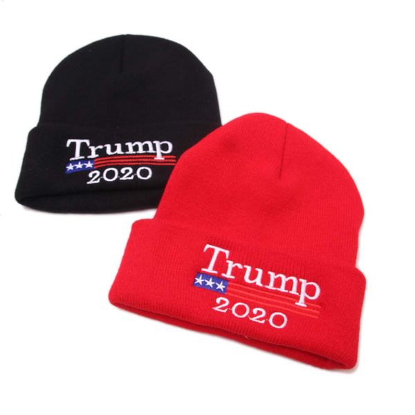 

donald trump 2020 men women embroidery beanie knit cap black red warm wool hat, Yellow
