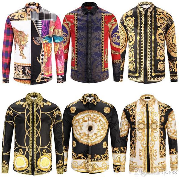 

2019 brand new fashion wave of men shirts long sleeve casual harajuku silk & cotton long sleeve mens medusa slim fit shirts688