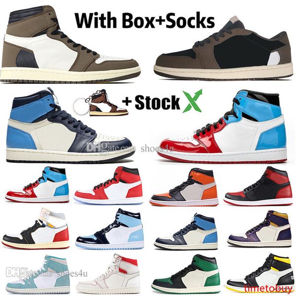 

новый 1 высокий трэвис скоттс низкий бесстрашный обсидиан мужская баскетбольная обувь человек паук unc черный носок запрещен разводной носок