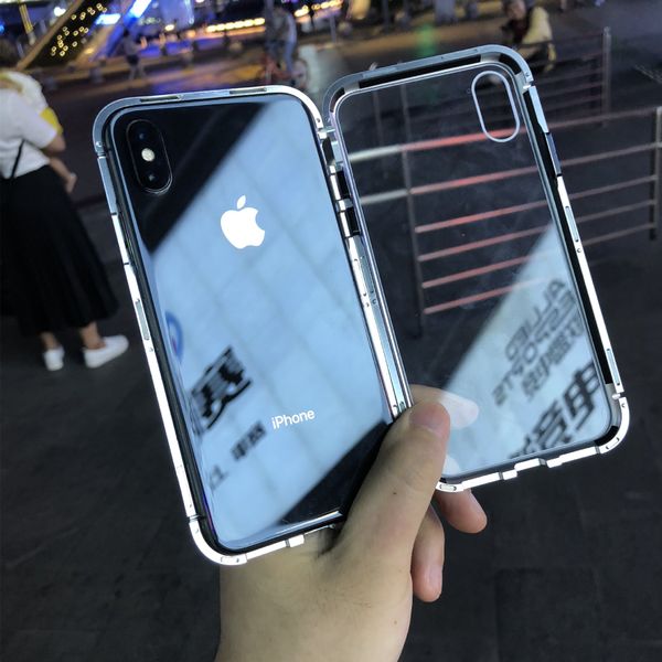 

fast shipping for iphone xs magnetic cases tempered glass back cover metal bumpers for goophone phone case