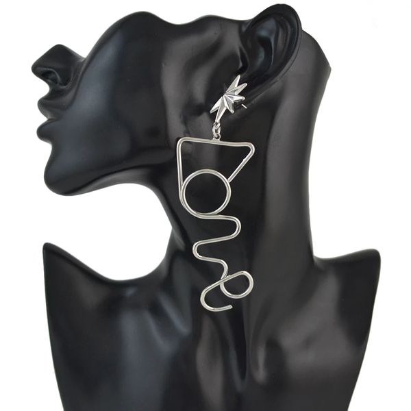 

2 colors unique gold silver alloy geometric shape long drop earrings for women bohemian party anniversary jewelry