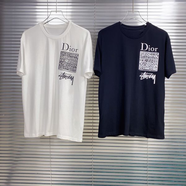 

early spring 2020 new color block letter logo short sleeve tee double strand fine cotton fabric black and white 2c6, White;black