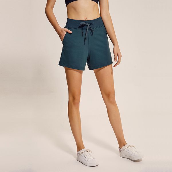 

wholesale lu-07 new through women yoga shorts solid sports gym wear breeches leggings elastic fitness lady overall jams pants, Black;blue