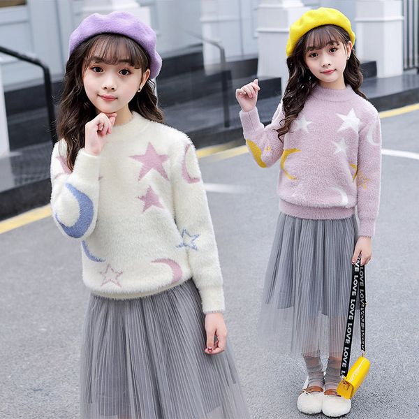 

children's clothing autumn and winter velvet sweater new girl thick knit jacket casual shirt, Blue
