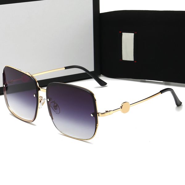 

men designer new retro gradient sunglasses fashion trend men and women square frame street suv protection goggles with boxed, White;black