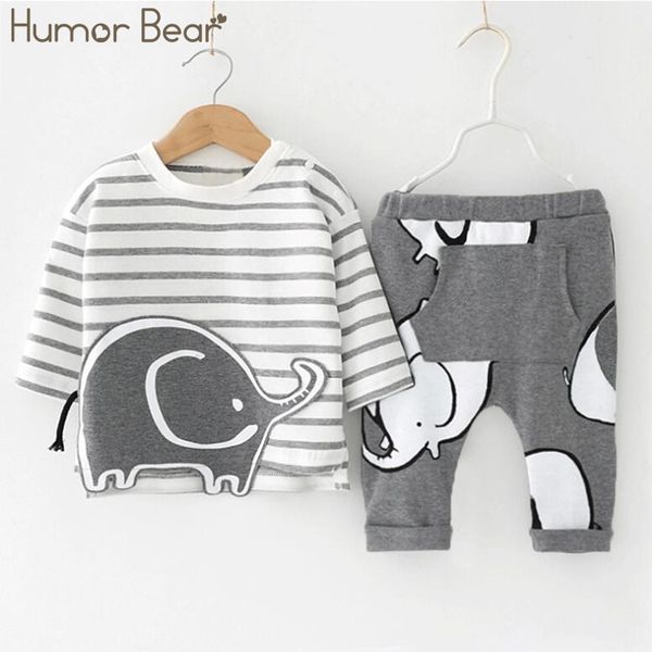 

юмор медведь baby boys одежда baby boys комплекты одежды мода мультфильм стиль с длинным рукавом + брюки 2 шт. костюмы y200323, White