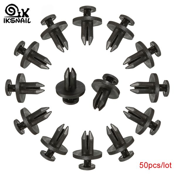 

iksnail auto bumper fastener 6mm 8mm hole rivet retainer push engine cover car door trim panel clip fasteners for 50pcs