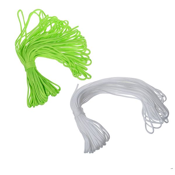 

2pcs 100 ft 7 strand 550 survival bushcraft paracord parachute cord lanyard type iii - neon green & white