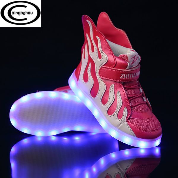 

xingbahou kids light up обувь с крылом детская обувь led мальчики девочки светящиеся светящиеся кроссовки usb зарядка мальчик мода, Black