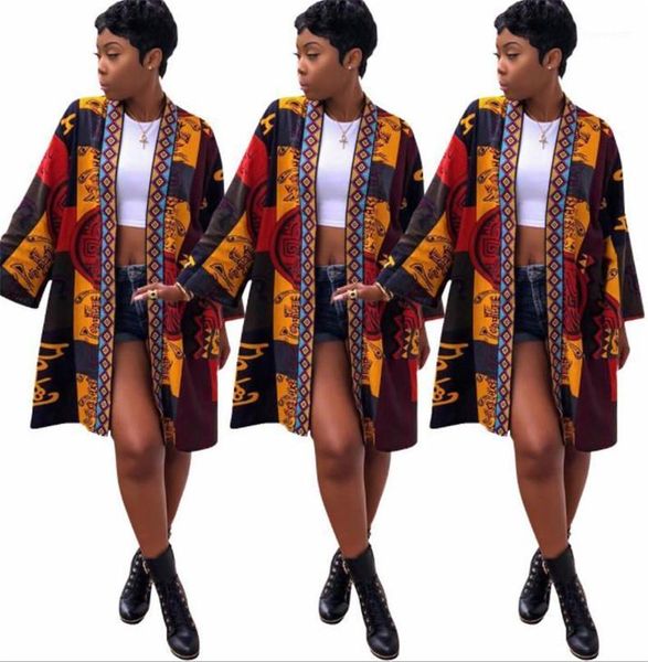 

jacket vintage flora print coats for woman new fashion middle long jackets spring summer bathrobe type, Black;brown