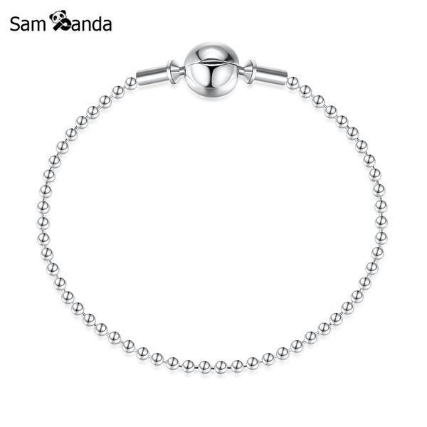 

authentic 100% 925 sterling silver essence collection beaded bracelets & bangles fit diy pan beads charms women jewelry 16-22cm, Golden;silver