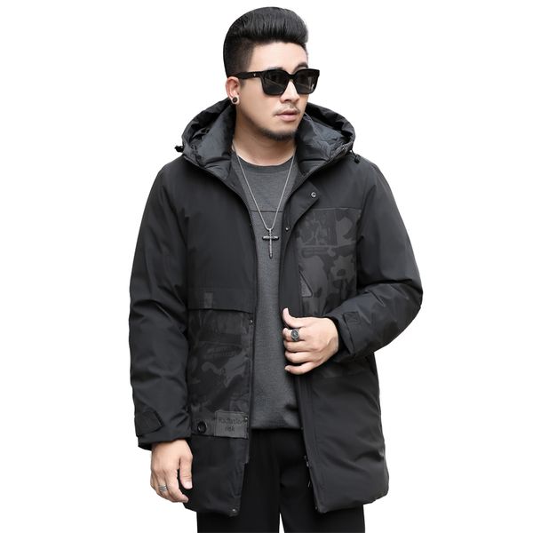 

plus size winter jacket men brand clothing fashion casual thick warm mens coats parkas with hooded long overcoats male clothes, Black