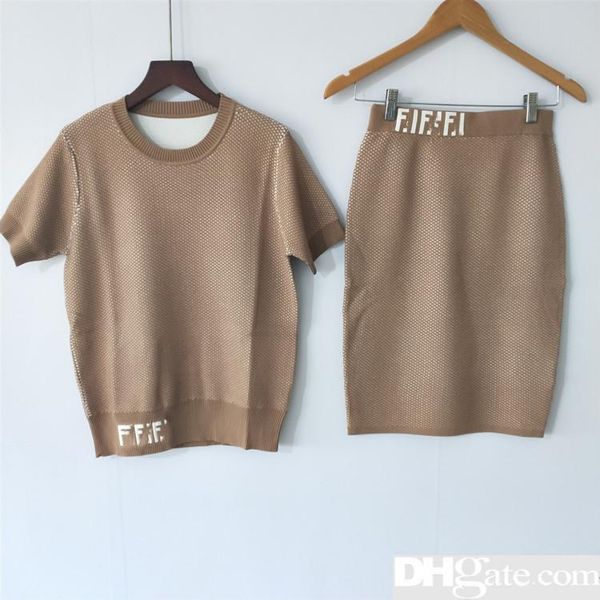

2019 new f letter knit suit skirt women clothes two piece sets tracksuit 2 piece street jogger set sweat suits casual outfits size s-ldsq, White