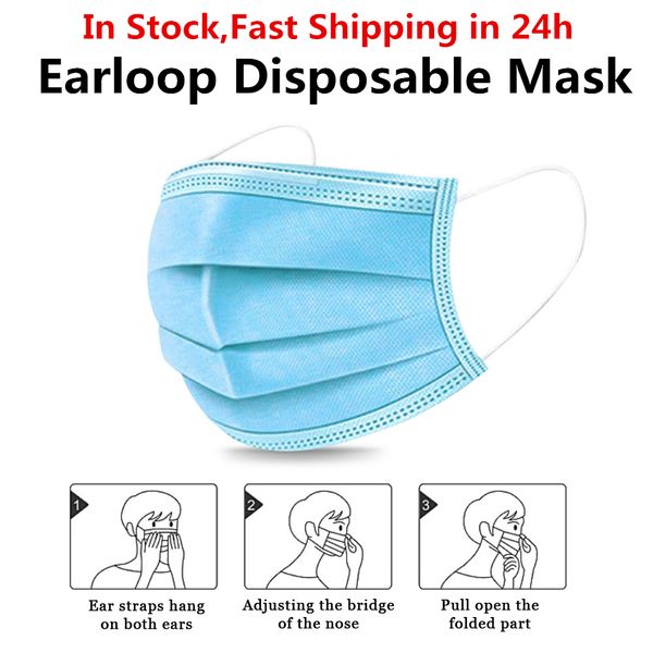 

50pcs n95 face mouth non woven disposable anti-dust ffp3 earloops kn95 masks 3 layer maska