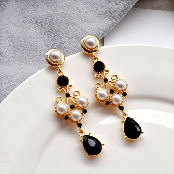 

south korea 925 iu li gratitude ear de luna l with paragraph retro crystal pendant drop earrings female long section 64, Golden;silver