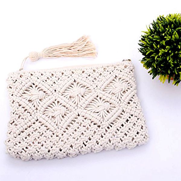 

fggs cotton rope fringed handmade cotton bags bales the only shoulders beach bags (white