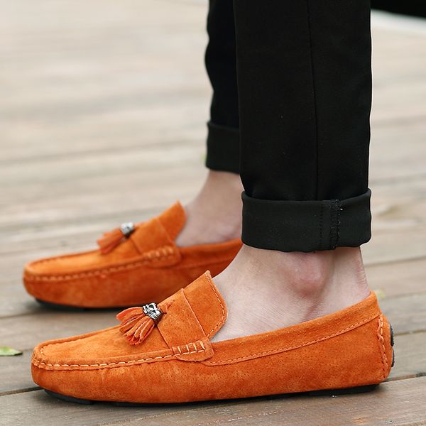 

autumn casual shoes men fashion flats male loafers moccasins suede leather shoes mens slip on oxford male loafers hc-540, Black