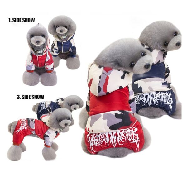 

pet winter cotton coat for dogs puppy warm thickening costume color patched accessories with cashmere liner