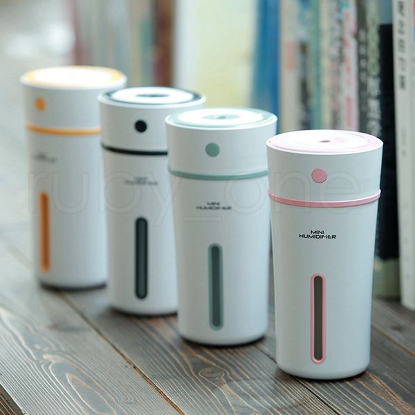 Mini Cup Umidificatori Diffusore di oli essenziali USB Ultrasuoni Aroma Mist Umidificatore LED per ufficio Camera da letto Baby Room 300ml Humidificadores De Taza De Aceite Esencial