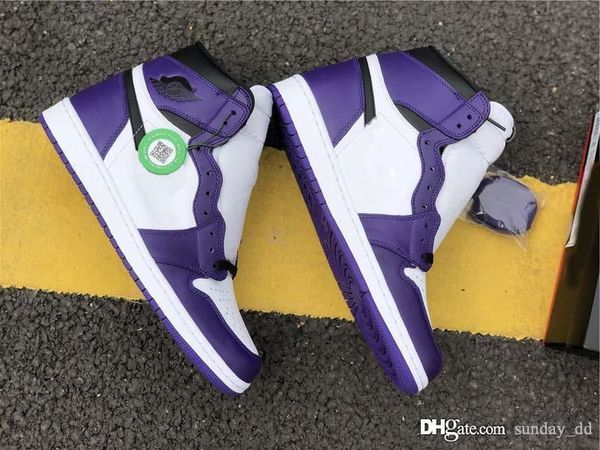 

air authentic 1 high og court purple basketball shoes men court purple sports sneakers 555088-500 with box