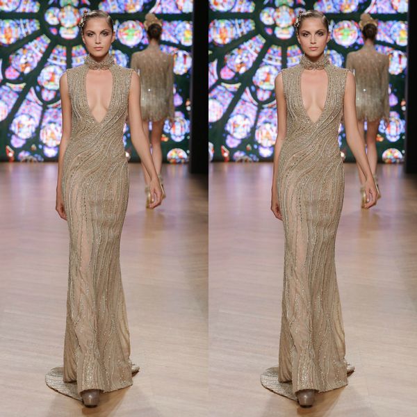 

тони уорд 2019 высокая шея вечерние платья сексуальная бисером замочная скважина русалка платья выпускного вечера стильный блестками аравии, Black;red