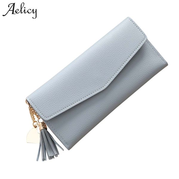 

aelicy 2019 new design women simple tassel long wallet fashion wallets women long design wallet purse solid hasp women's purses, Red;black