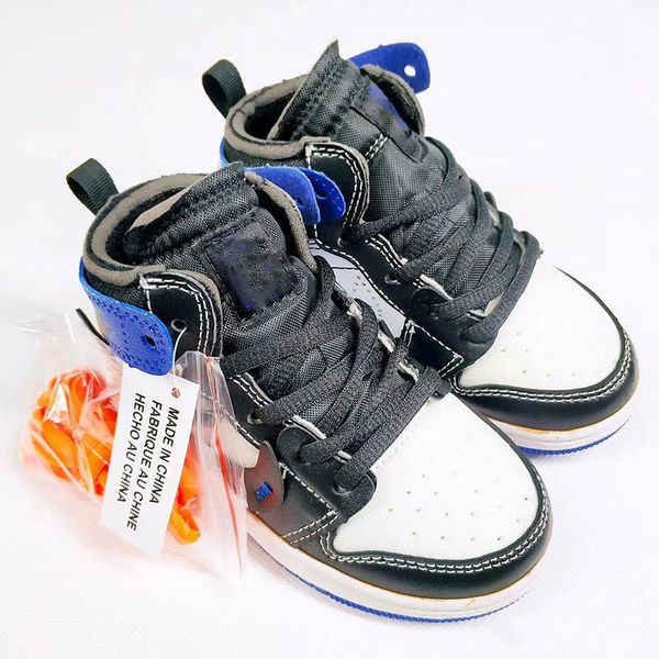 

kids 1 1s space jam bred concord gym red retro basketball shoes children boy girls white pink midnight navy toddlers birthday gift, Black