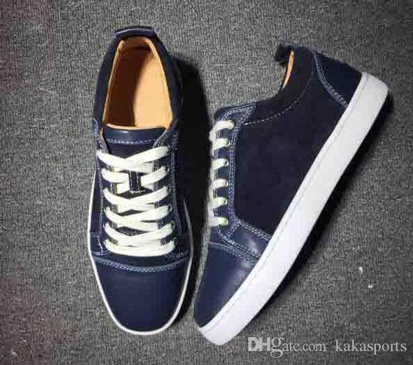 

young flat shoes red bottom sneakers junior shoes blue suede leather outdoor trainers skateboarding shoes lowshoe, Black