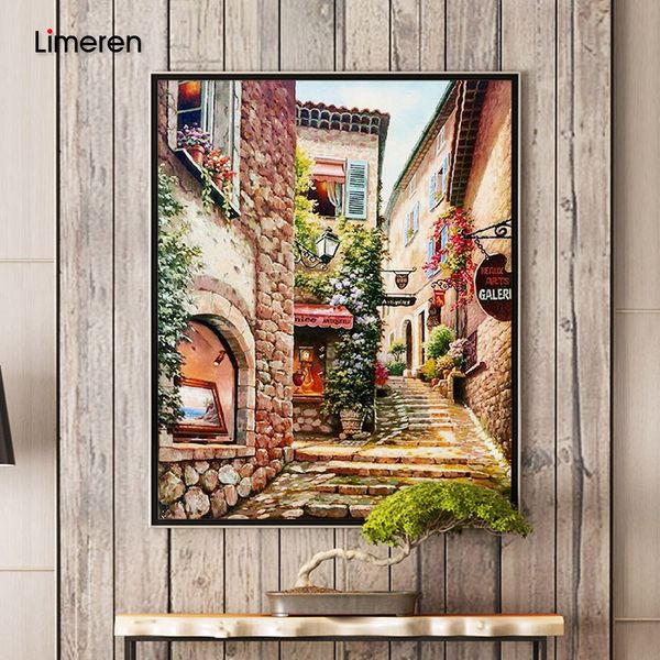 

frameless small town path painting by numbers plant acrylic paints frameless