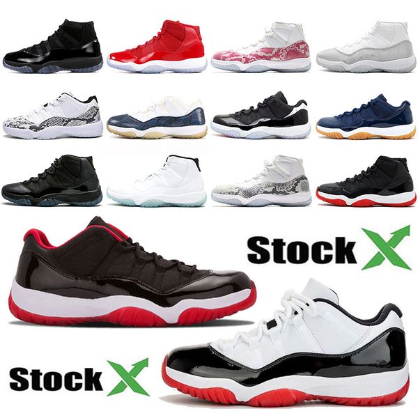 

wholesale womens mens basketball shoes 11 11s white bred cap and gown concord pink snakeskin mens sports sneakers trainers shoes, White;red