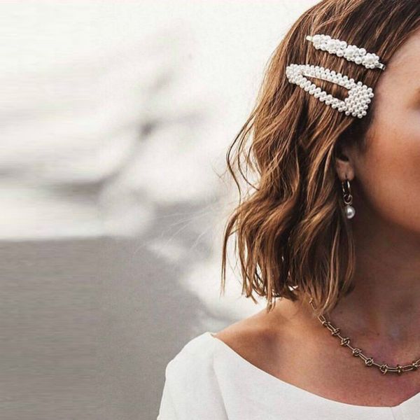 

korea pearl hair clips for women girls silver bowknot hairpins wedding fashion female hair jewelry elegant gifts, Golden;silver
