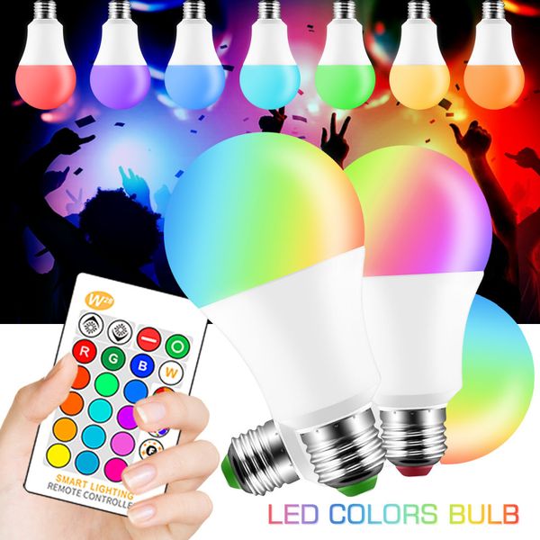 

светодиодная лампа 5w 10w 15w изменение цвета rgbw rgbww волшебное смарт лампа 110v 220v e27 дневного света ик пульт дистанционного управлен