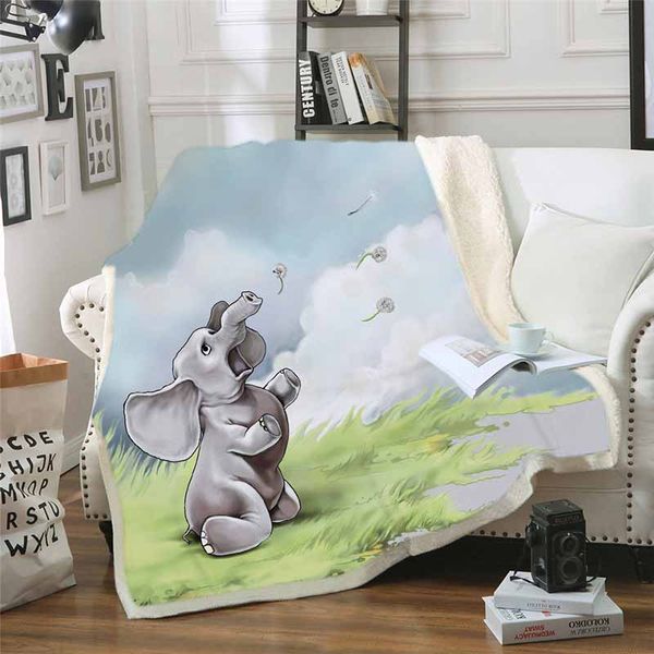 

new animal cartoon elephant throw blanket plush double layer microfiber warm soft fleece sofa bed blanket for adults kids travel
