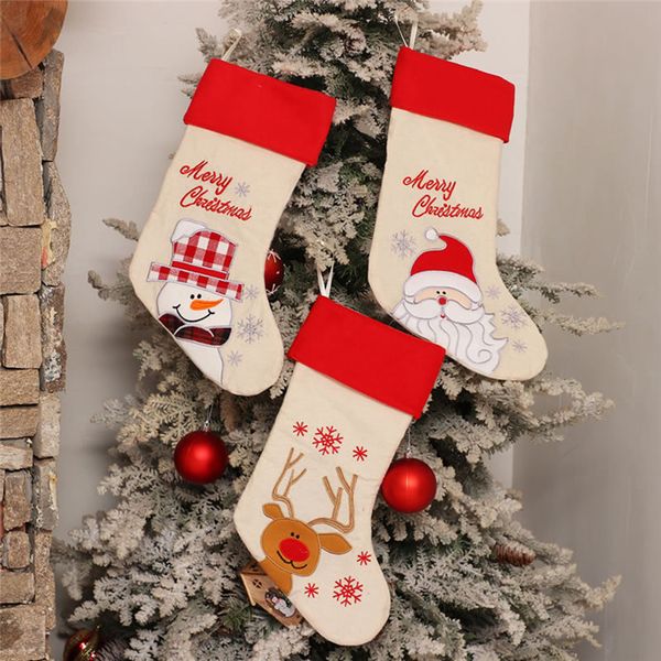 

2020 happy new year christmas stocking sock candy gift bag xmas tree hanging ornament gift bags #4g27