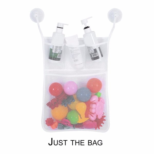 

bathroom hanging storage bag mesh net kids baby bathtub toy holder organizer polyester with two super large strong suction cup storage boxes