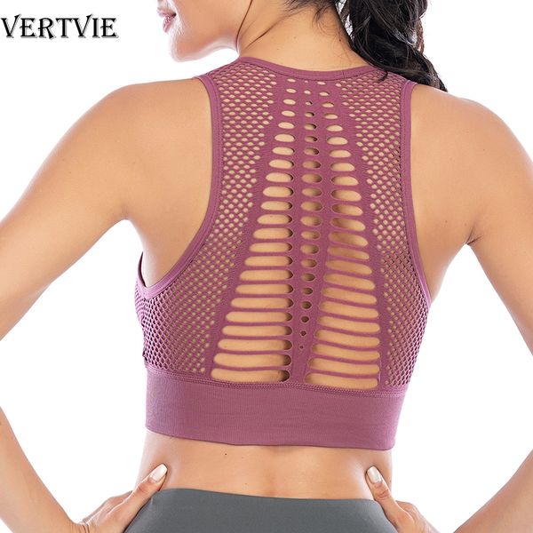 

sports paded yoga bra women mesh breathable sport push up female gym fitness underwear mujer running yoga bra, White;black