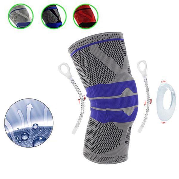 

fitness running knee support gym sport arthritis relief braces kneepad elastic nylon silicon padded compression knee pad sleeve, Black;gray