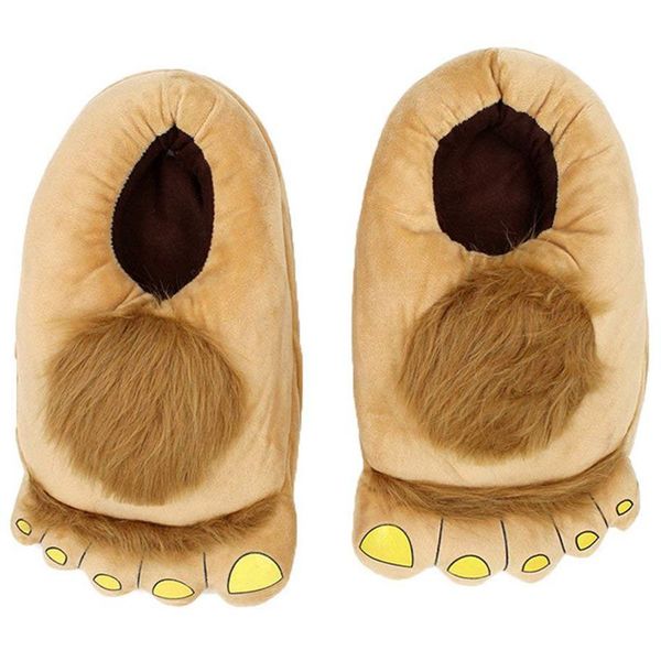 

ljl-cottons cartoon feet slippers soft household thermal shoes indoor novelty plush slippers winter warm, Black