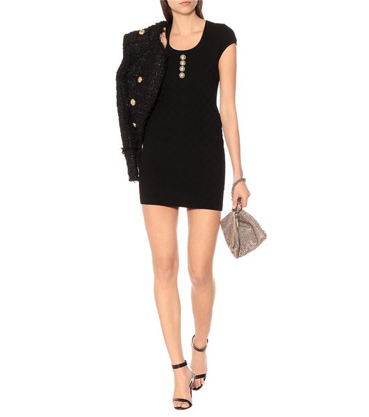 

fashion black short sleeve button jacquard bodycon women bandage dress night party dress, Black;gray