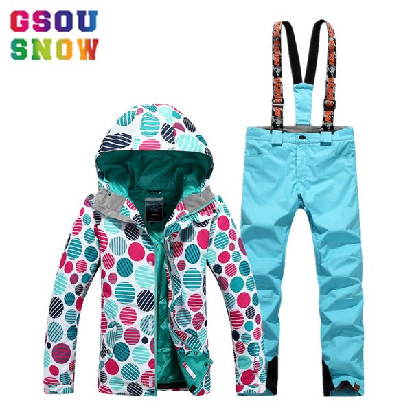 

gsou snow ski suit women ski jacket snowboard pants winter waterproof mountain skiing suit ladies outdoor sport clothing