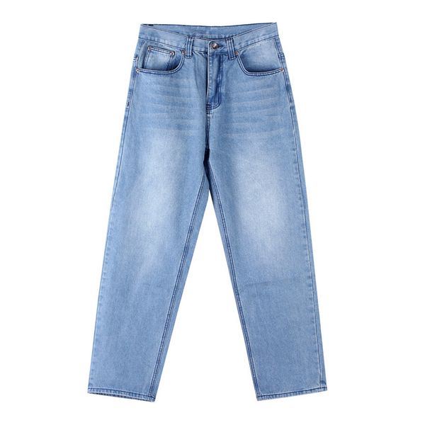 

european and american light blue plus size jeans men's loose casual hip hop hiphop hip hop pants skateboard pants