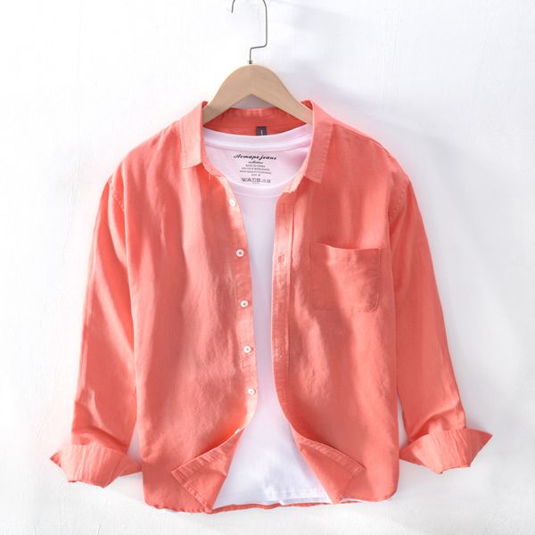 

men's cotton and linen shirt summer coat autumn multicolor casual 2020 new, White;black