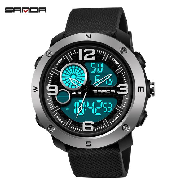 

2019 sanda 762 new sports men's watches quartz watch men waterproof s clock relogio masculino, Slivery;brown