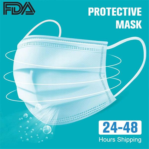 

disposable face mask 3ply protective dust respirator reusable mouth masks maschere anti flu bacterial blue mascarillas desechables