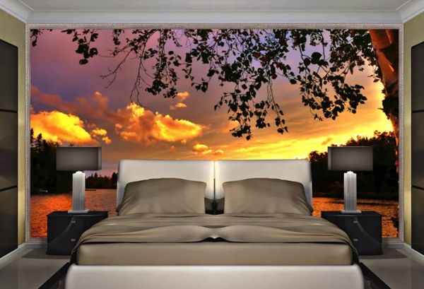 Carta da parati fotografica personalizzata Murale 3D 3d tramonto sul fiume nel lago Taizi Pittura decorativa da parete carta da parati papel de parede decorazioni per la casa