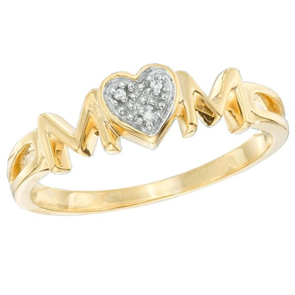 

fashion mm letter heart rhinestone inlaid finger ring jewelry mother's day gift festivals commemorate gifts for mom, Golden;silver